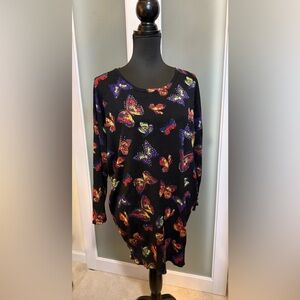 Butterfly Print Black Sweater/Tunic